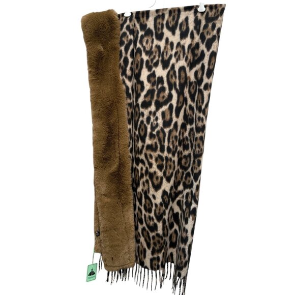 Faux Fur Leopard Wrap Womens Evening Scarf Shawl by Katier NWT 26x64 - Picture 7 of 12